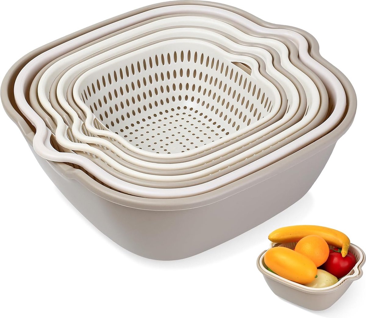 AquaNest | 8-delig stapelbaar dubbellaags culinair zeefsysteem