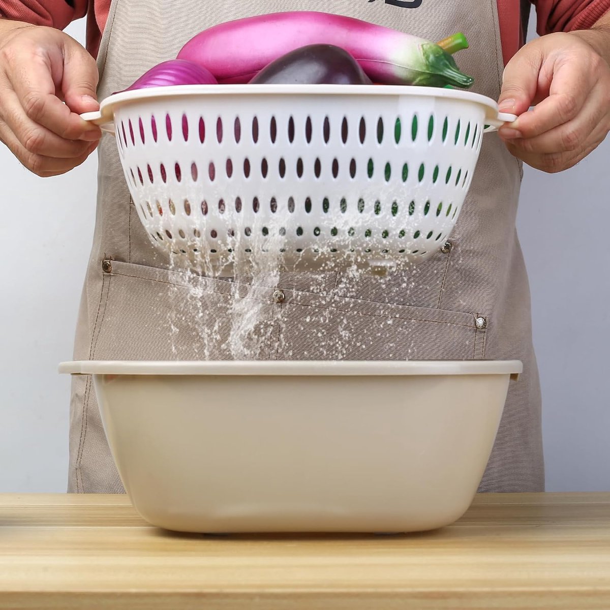 AquaNest | 8-delig stapelbaar dubbellaags culinair zeefsysteem