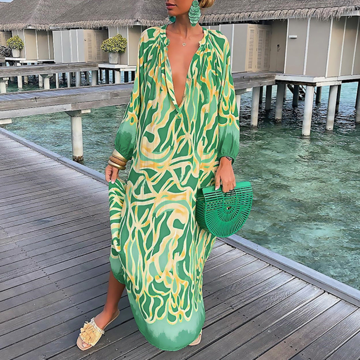 Marvaya | Diepe V-Hals Zomer Maxi Dress