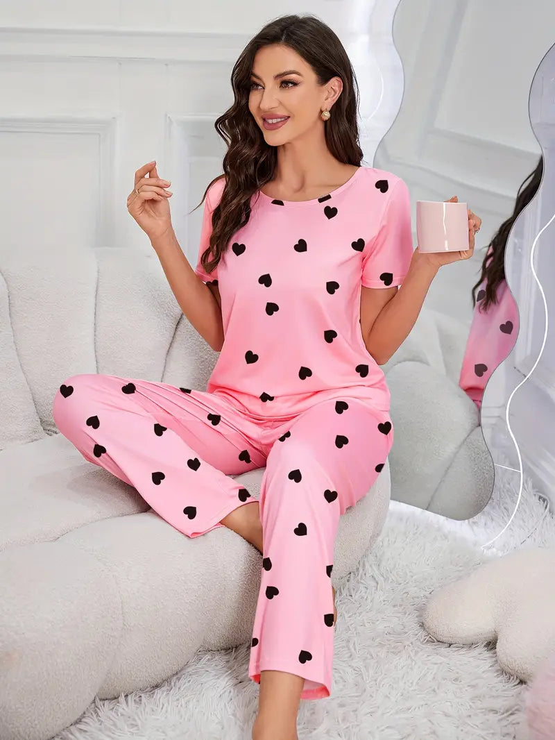 LoveNest | Pyjamaset met hartjesprint