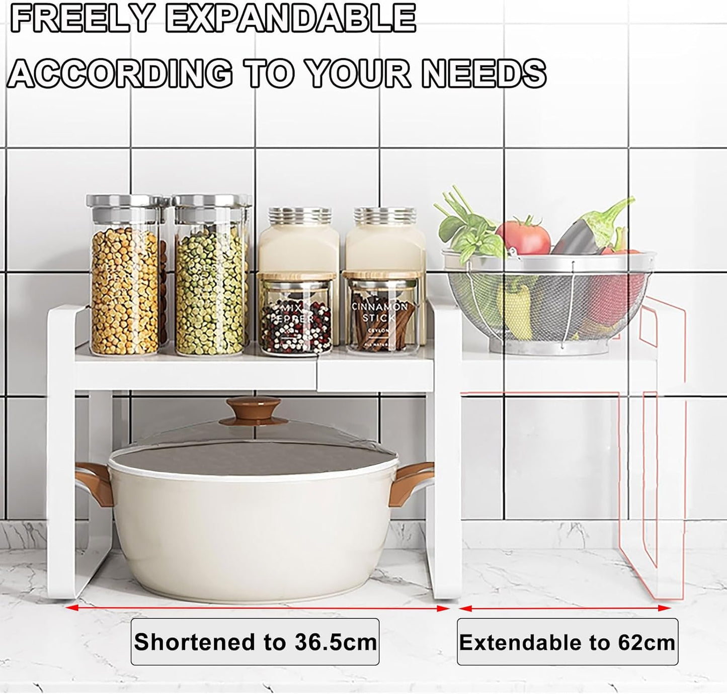 FlexiShelf | Uitbreidbare keukenplank organiser