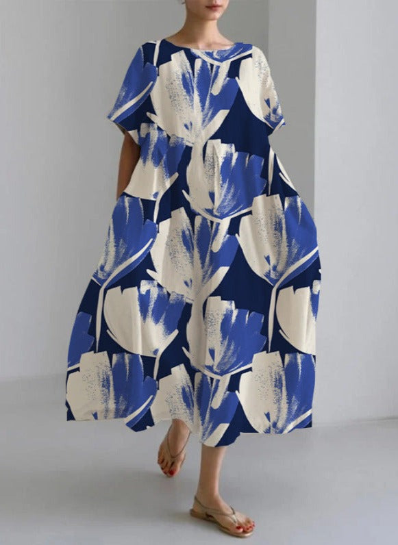 Orelisse | Luxe Flow Jurk met Ronde Hals