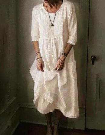 Thalivra | Katoen-Linnen Midi Dress