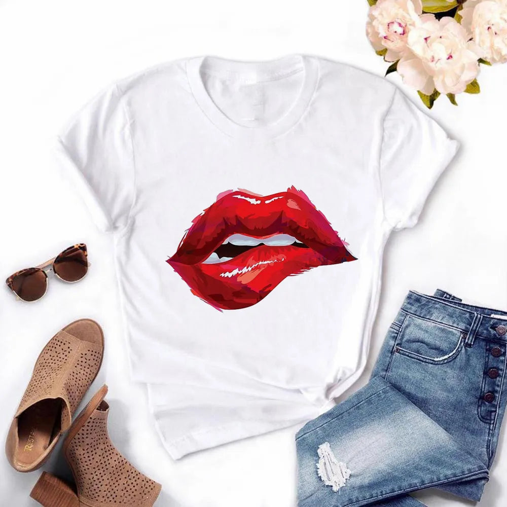 Lipvéra | Dames-T-shirt met lippendessin
