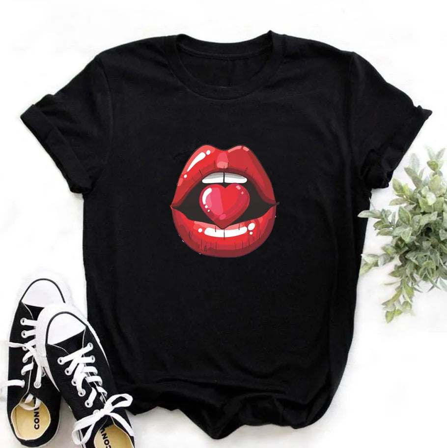 Lipvéra | Dames-T-shirt met lippendessin