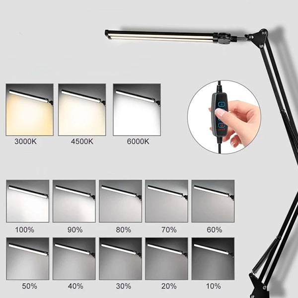 LuminaPro | LED-bureaulamp met twee koppen en instelbare helderheid voor optimale werkruimte