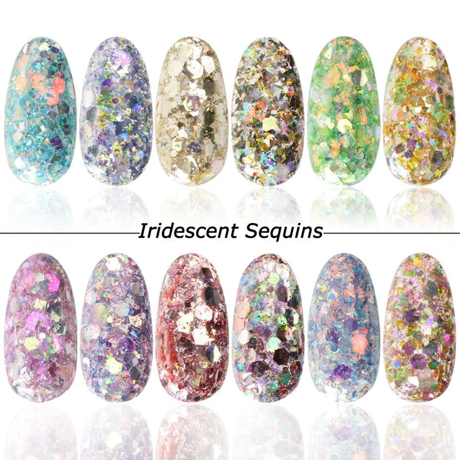 NailSequins | Spiegel Iridescent Gemengde Hexagon Nail Glitter Pailletten