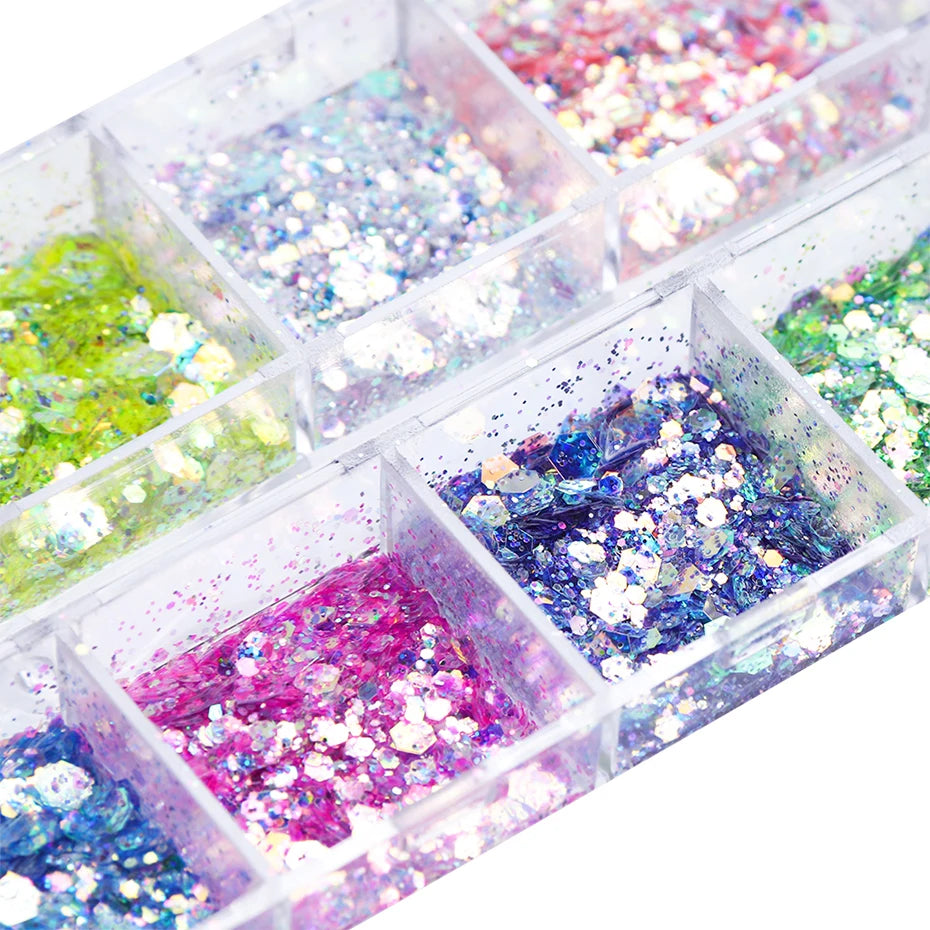 NailSequins | Spiegel Iridescent Gemengde Hexagon Nail Glitter Pailletten