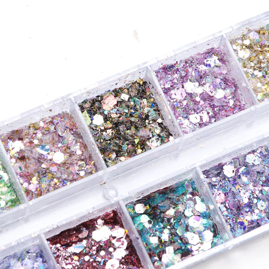 NailSequins | Spiegel Iridescent Gemengde Hexagon Nail Glitter Pailletten