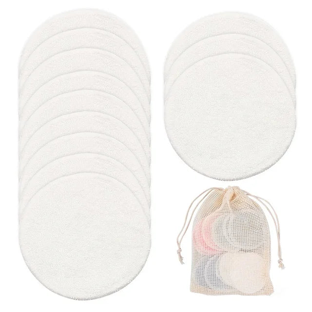 ReusableMakeupRemover | Herbruikbare Bamboe Vezel Make-up Remover Pads 12st/verpakking