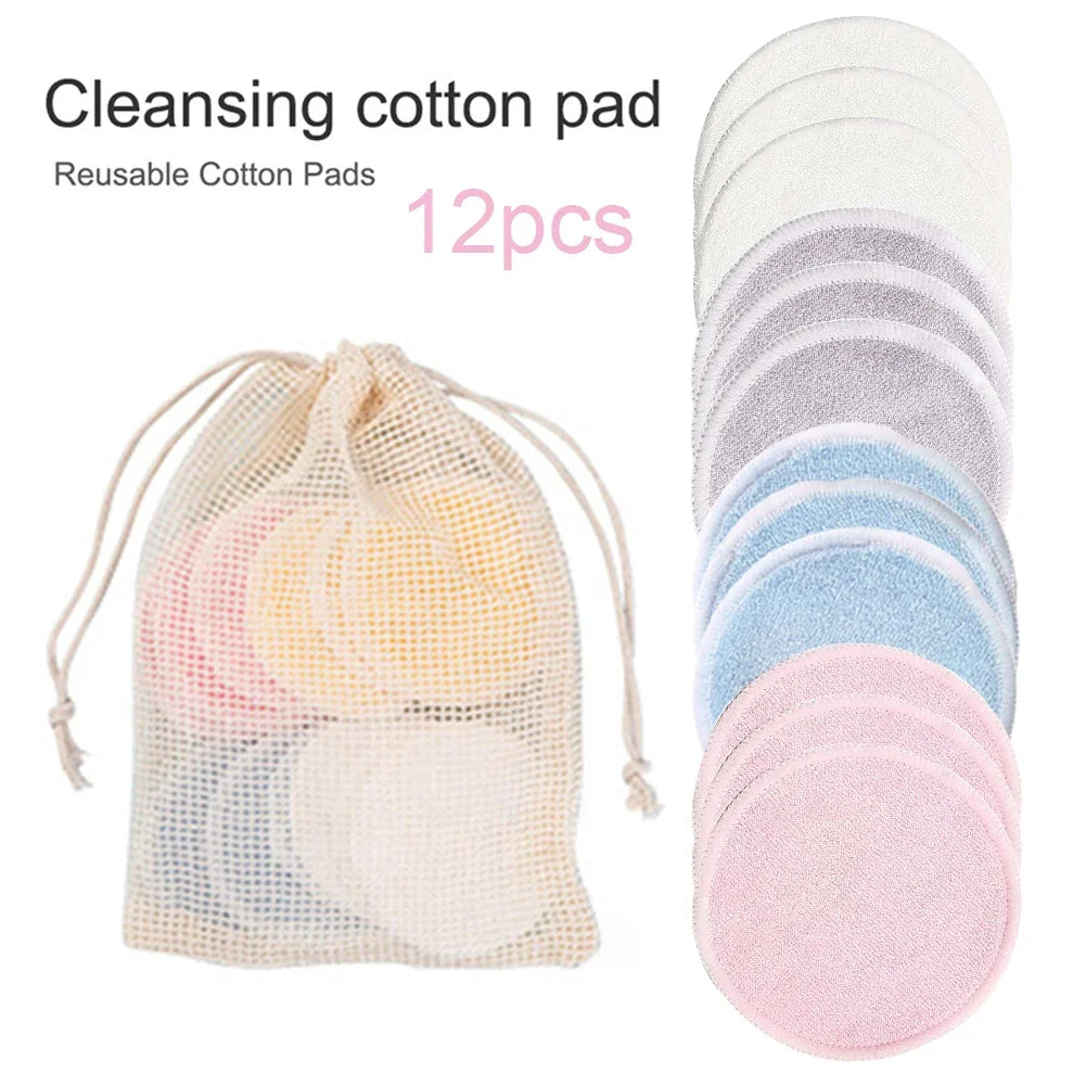 ReusableMakeupRemover | Herbruikbare Bamboe Vezel Make-up Remover Pads 12st/verpakking