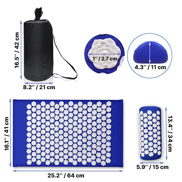 RevivaMat | Therapeutische Acupressuur Spike Mat & Kussen voor Stressverlichting, Pijnvermindering & Beter Slapen