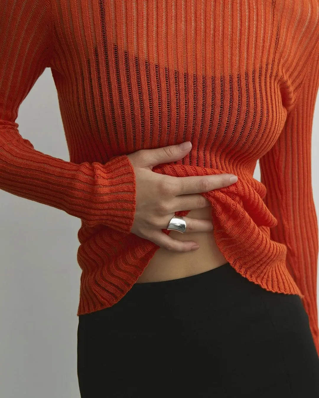 Veilvanna | Sheer Stripe Elegance Top