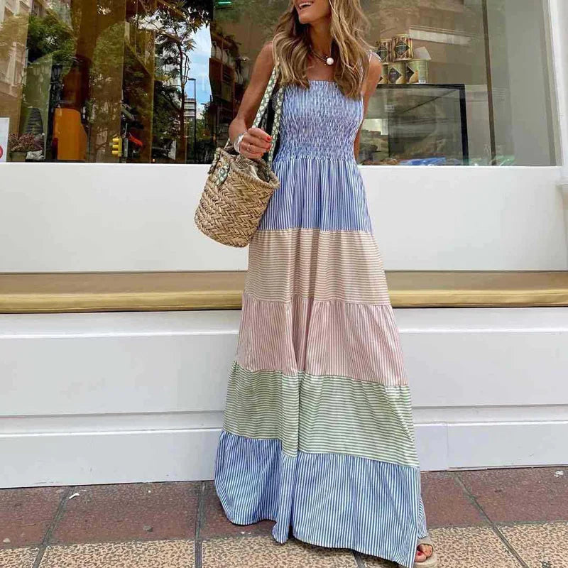 Solanira | Boho gestreepte maxi jurk