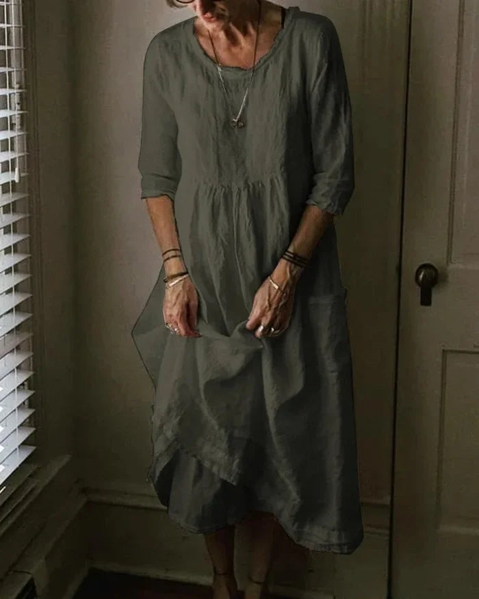 Thalivra | Katoen-Linnen Midi Dress
