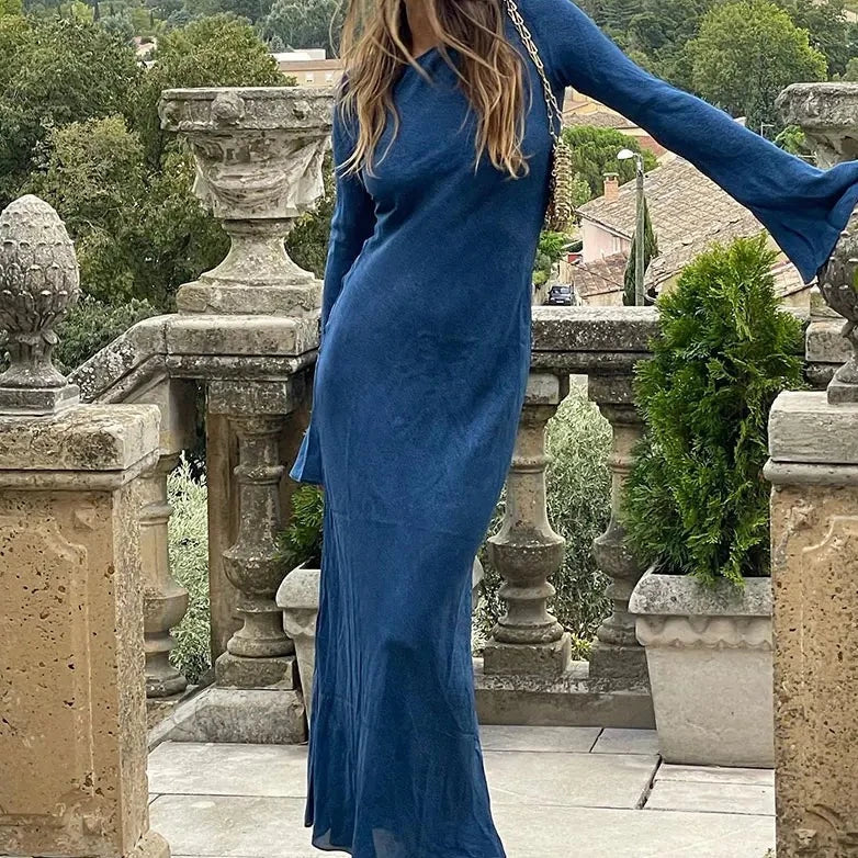 Seraphira | Maxi-jurk met lange mouwen en trompet