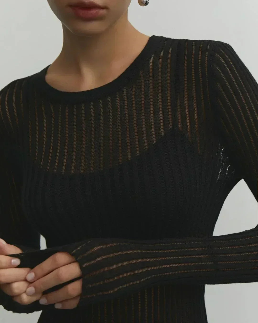 Veilvanna | Sheer Stripe Elegance Top