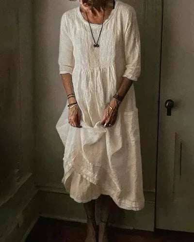 Thalivra | Katoen-Linnen Midi Dress