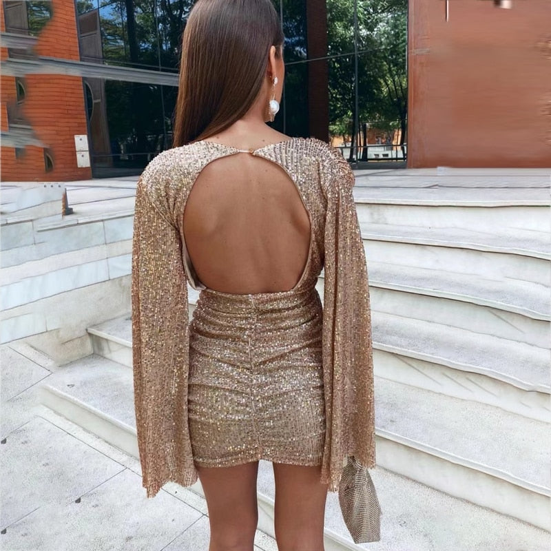 Zayllin | Glitterjurk met V-hals