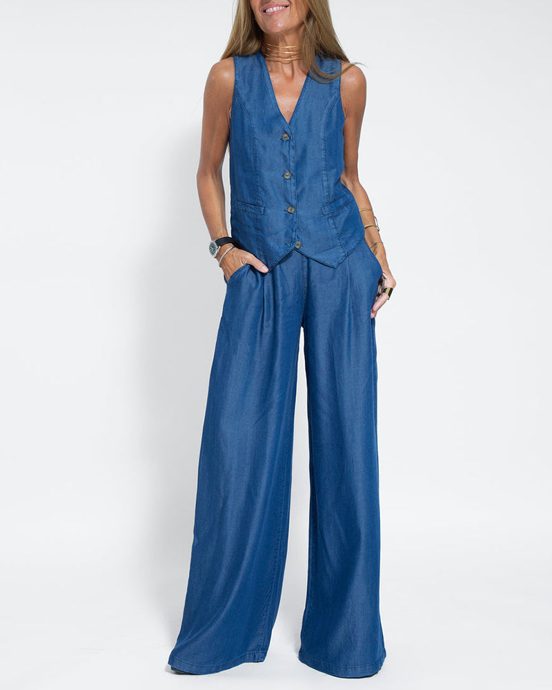 Ravela | Elegante 2-Delige Set Top & Wijde Broek