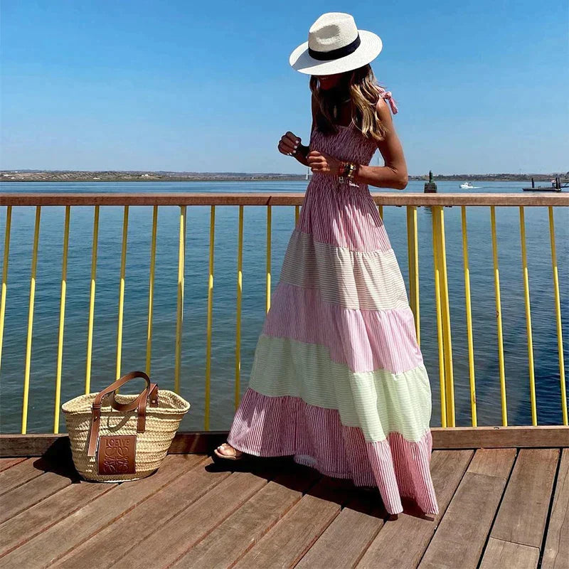 Solanira | Boho gestreepte maxi jurk