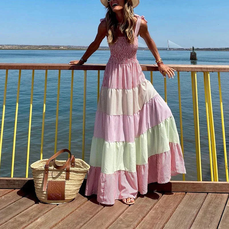 Solanira | Boho gestreepte maxi jurk