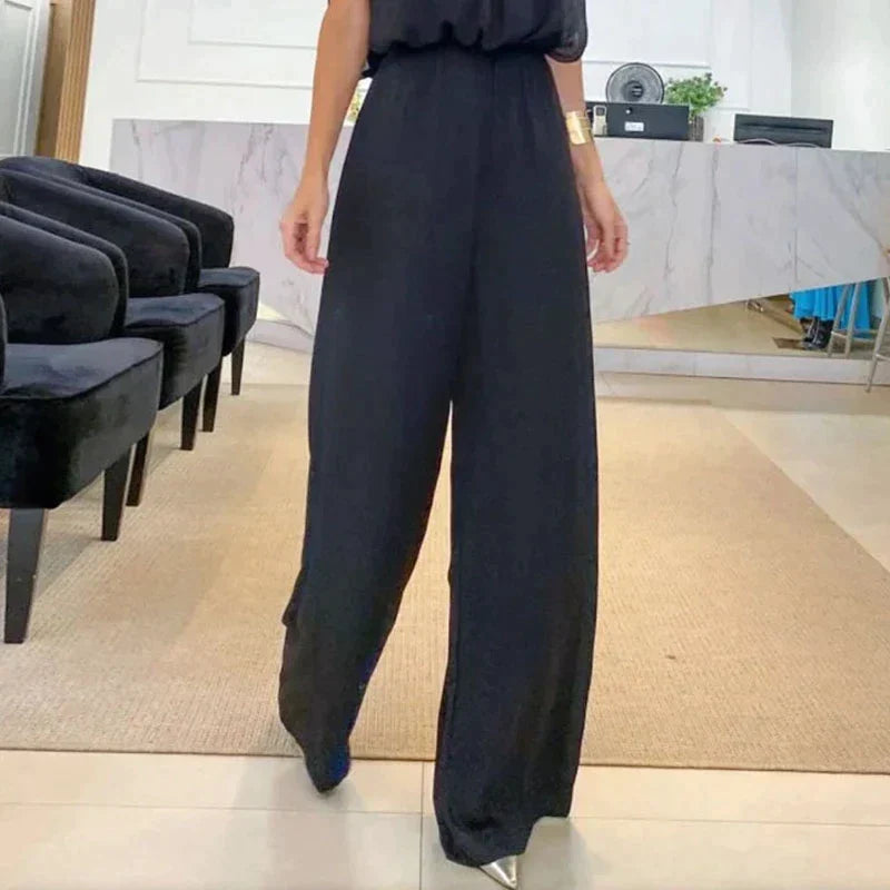 Noirva | Zwarte modieuze jumpsuit