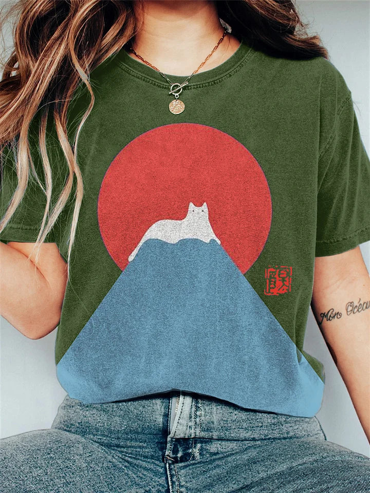 Nekomori | Fuji Droomlandschap Kat Tee