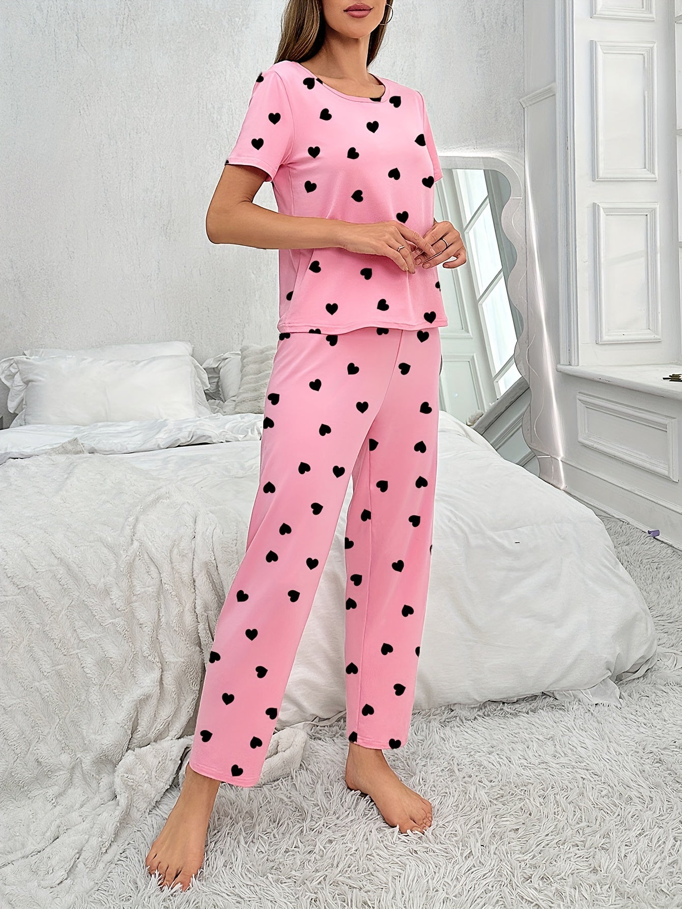 LoveNest | Pyjamaset met hartjesprint
