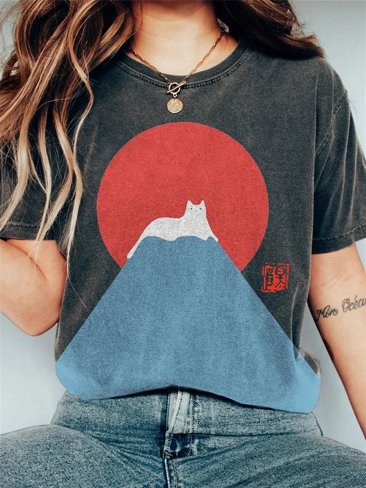 Nekomori | Fuji Droomlandschap Kat Tee