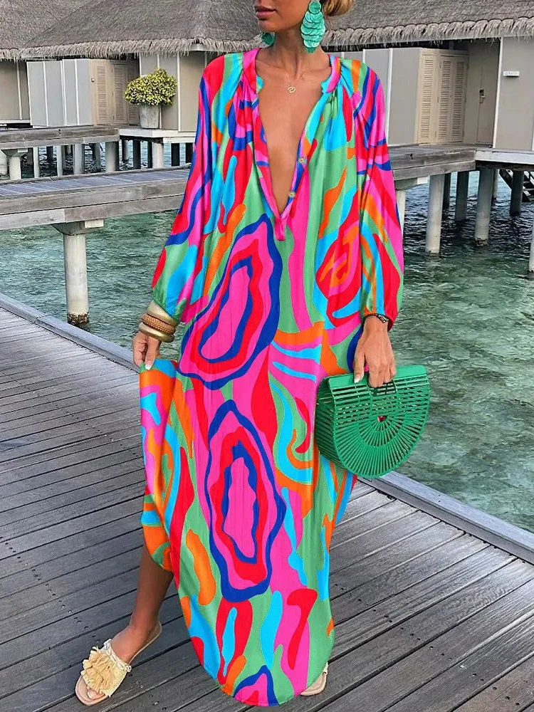 Marvaya | Diepe V-Hals Zomer Maxi Dress