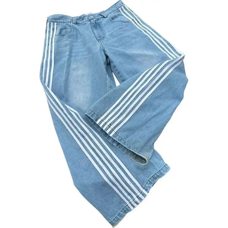 Stravik | Trendy Baggy Jeans met Strepen