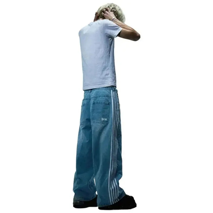 Stravik | Trendy Baggy Jeans met Strepen