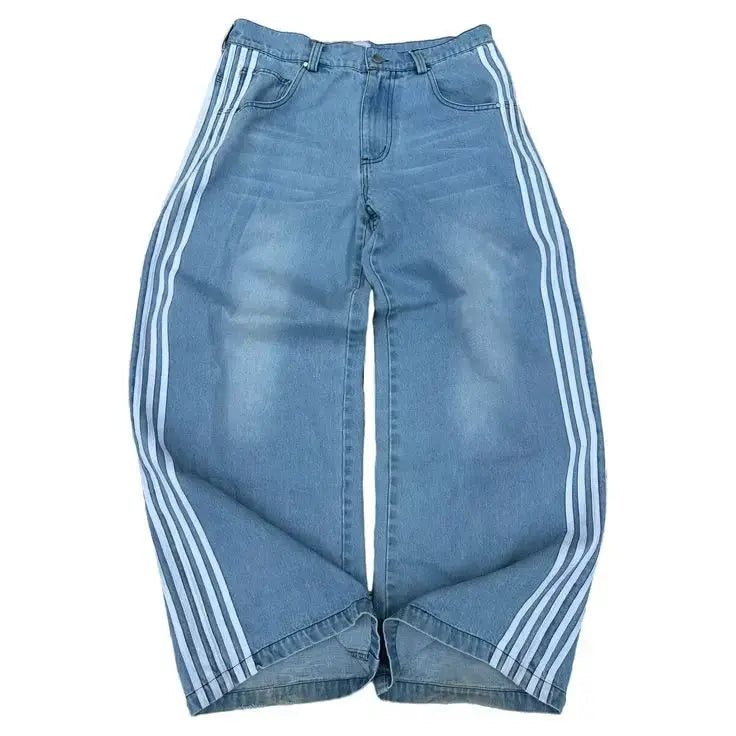Stravik | Trendy Baggy Jeans met Strepen