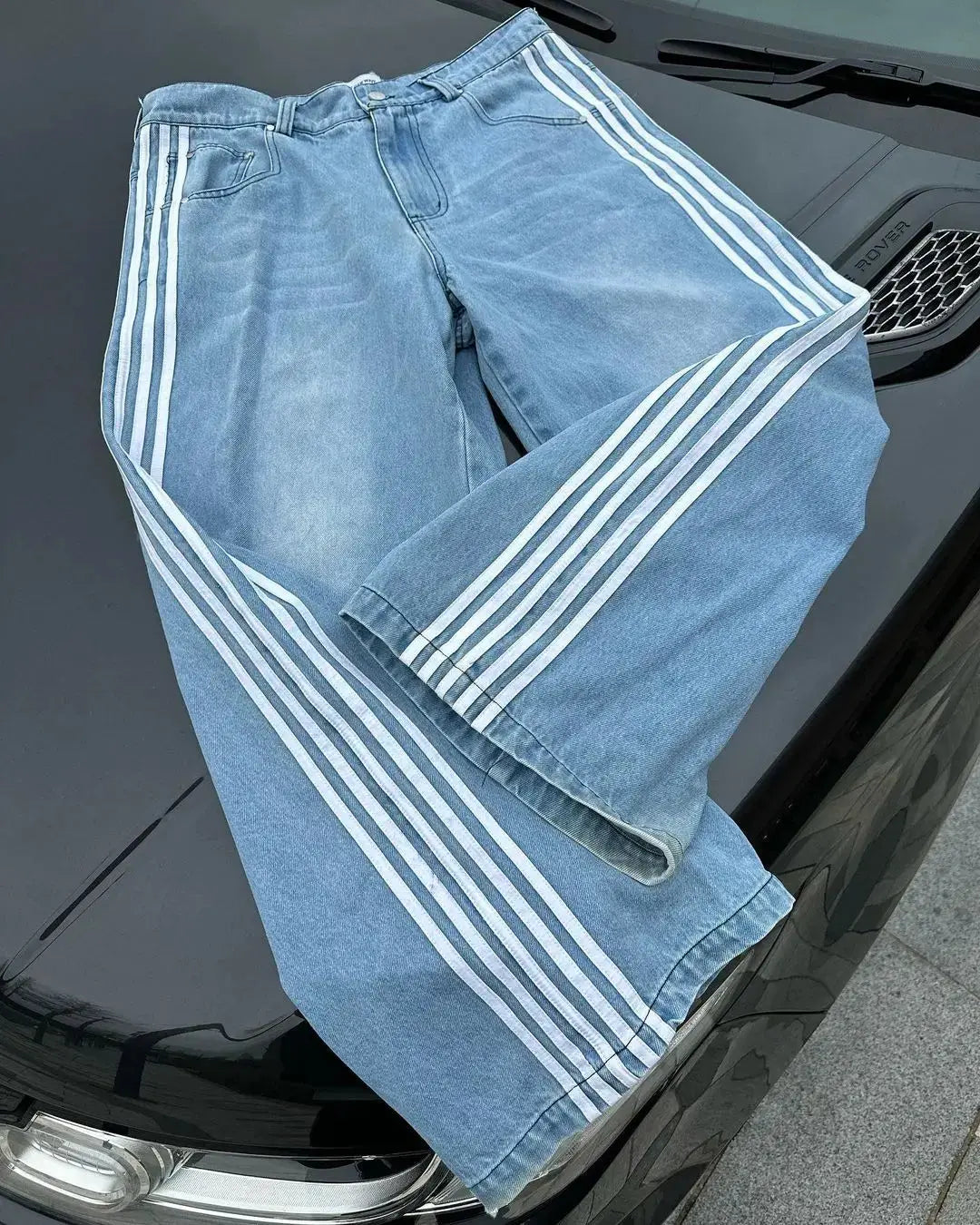 Stravik | Trendy Baggy Jeans met Strepen