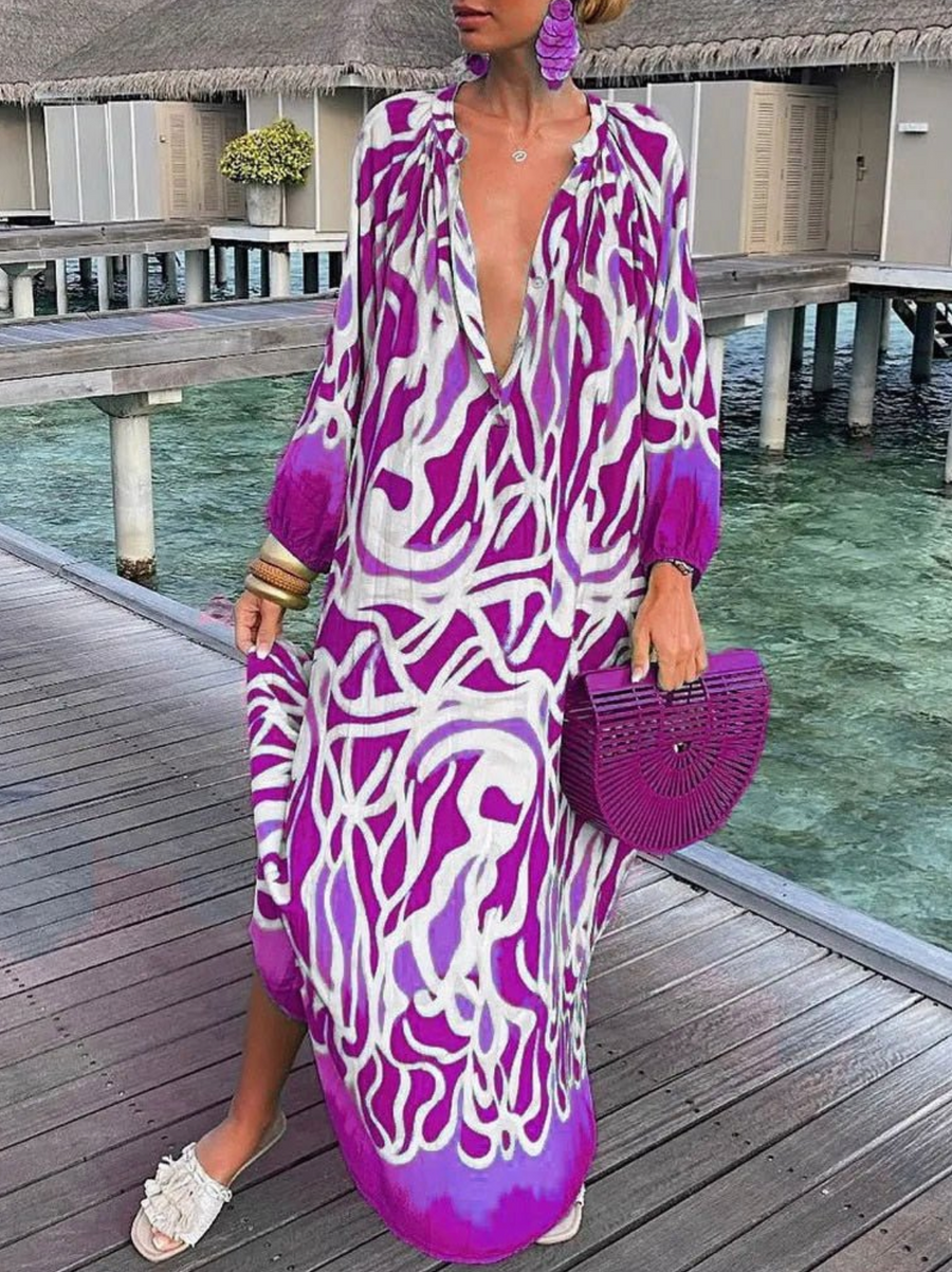 Marvaya | Diepe V-Hals Zomer Maxi Dress