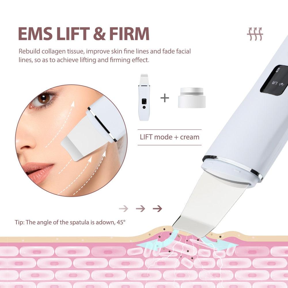 DermiClear - Ultrasone diepreinigende huidscrubber - whambeauty