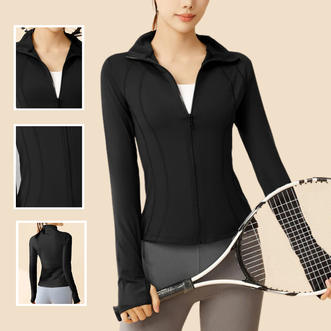 Grace | Cropped sportjack met ademende stof en staande kraag