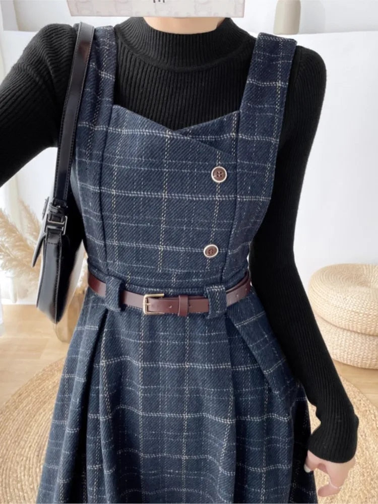 Danisa | Dames Stijlvolle vintage geruite jurk