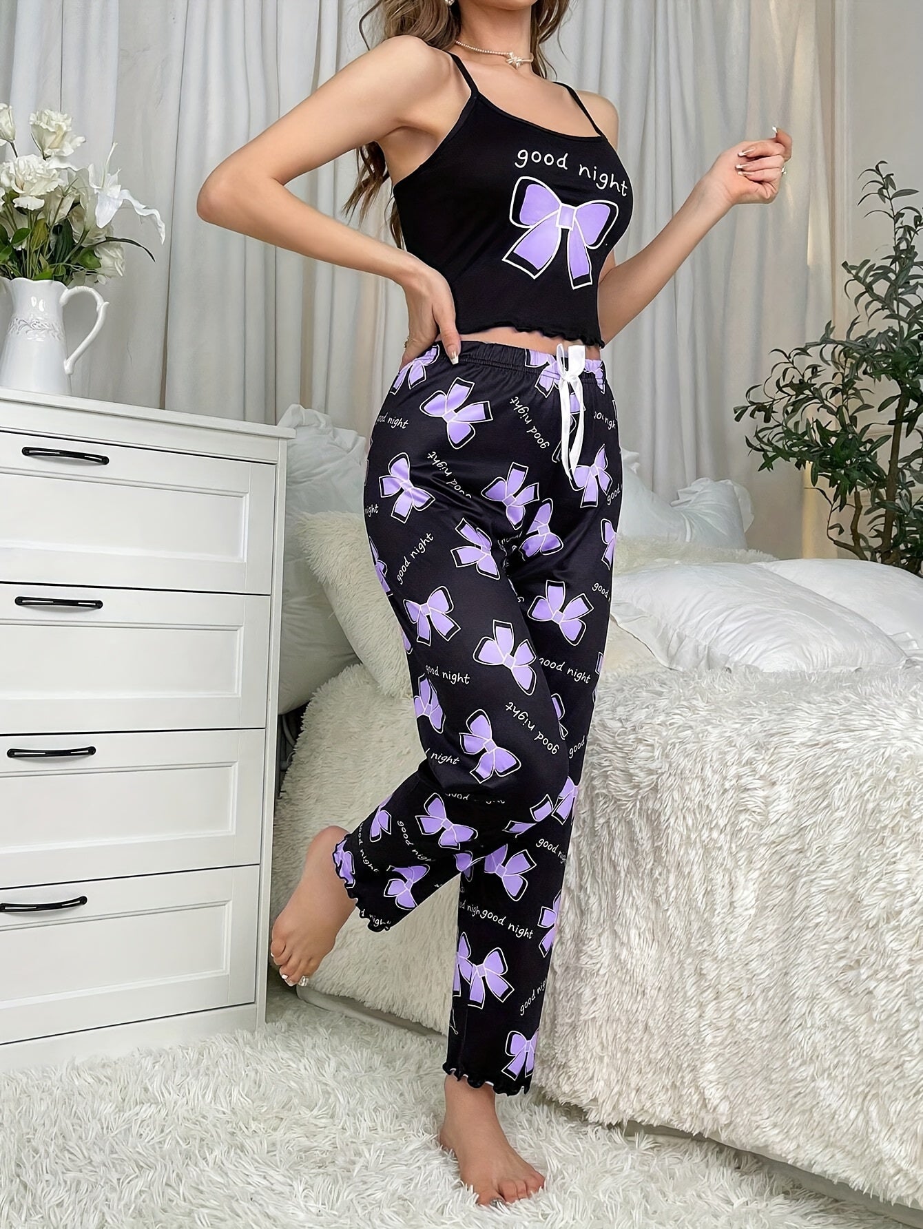 Vera | Chic Letter Print Pyjama Set