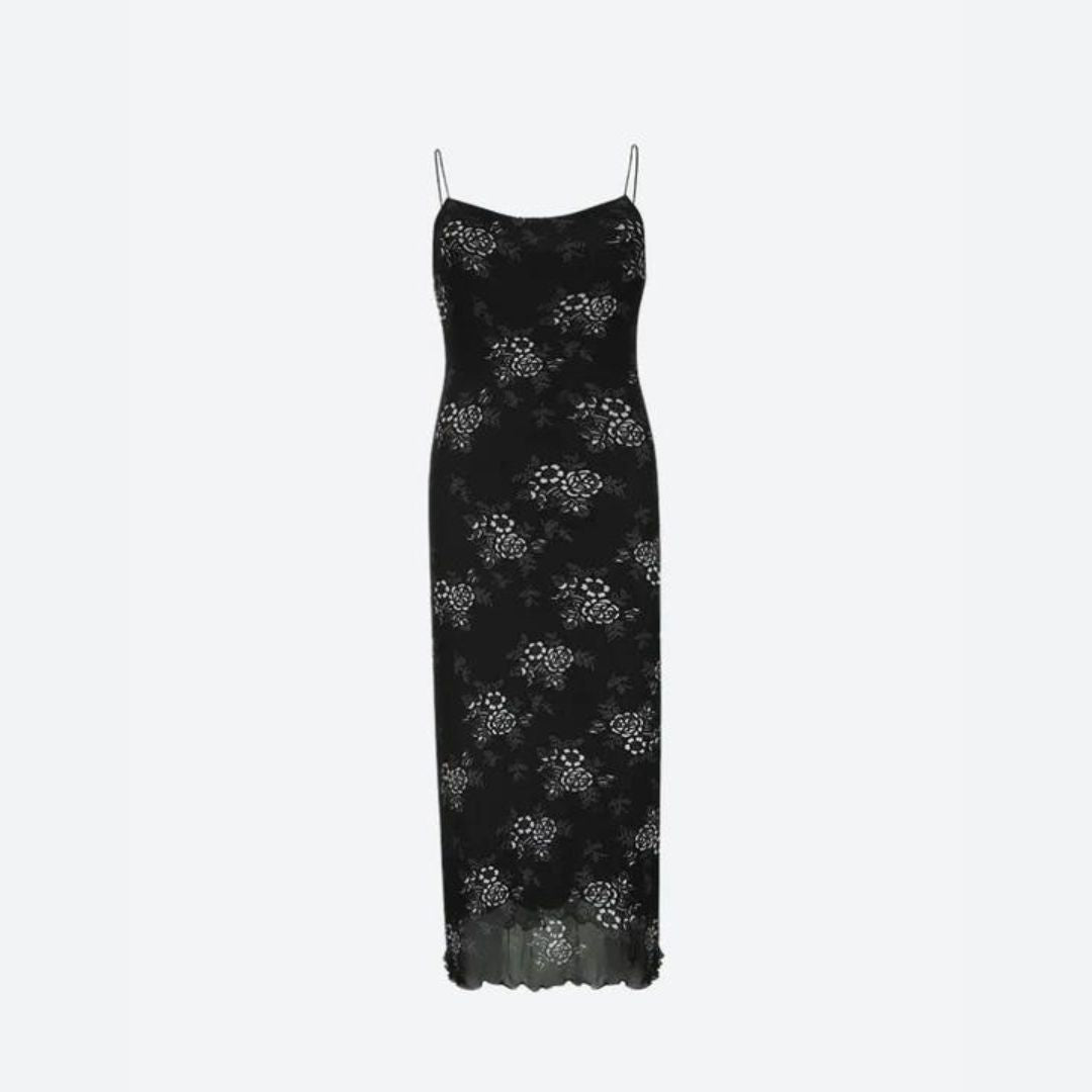 Maevra | Vintage kanten jurk met bloemenmotief en doorzichtige cover-up