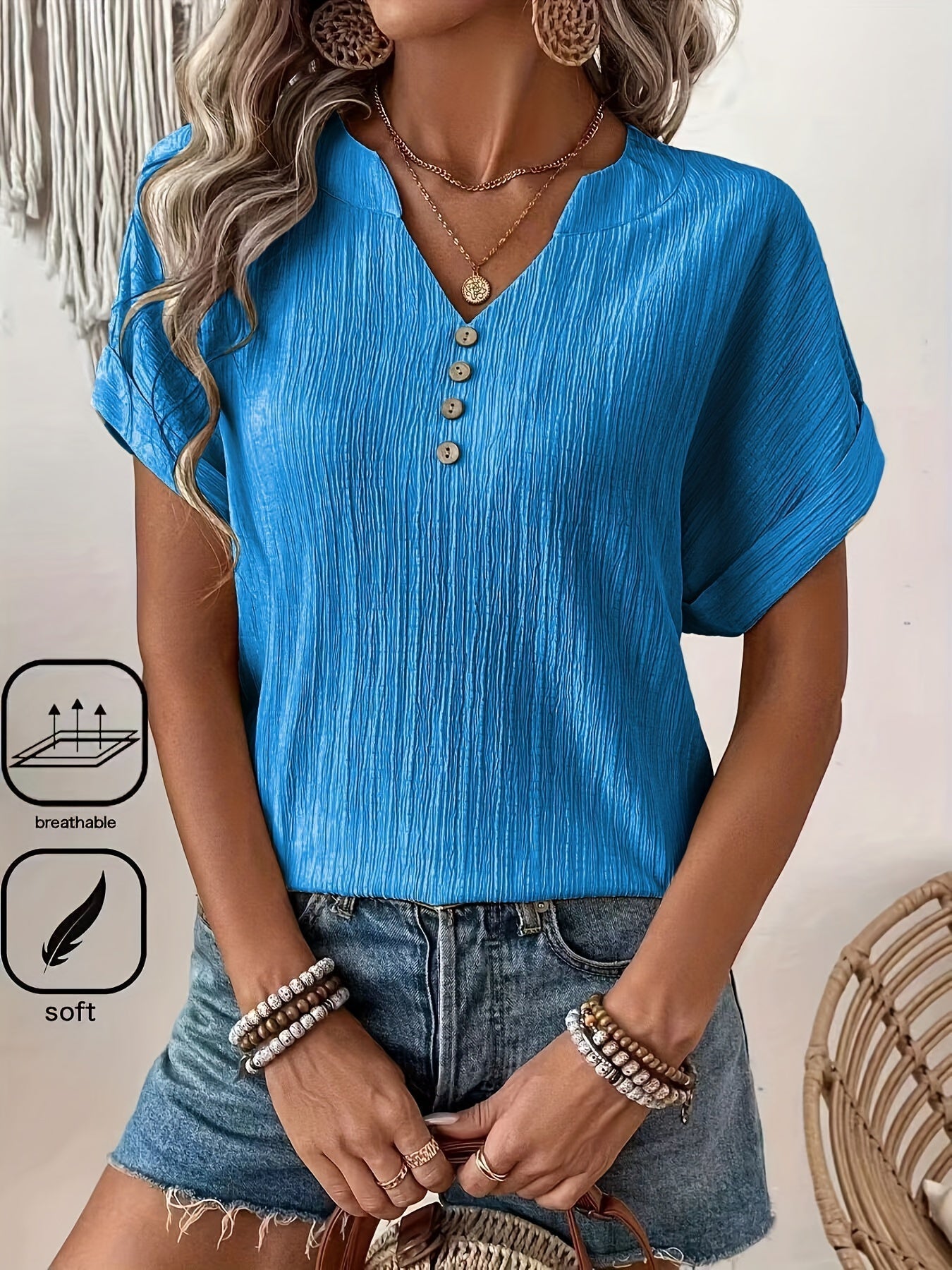 Elviera | Chic Breeze Button-Up Tee