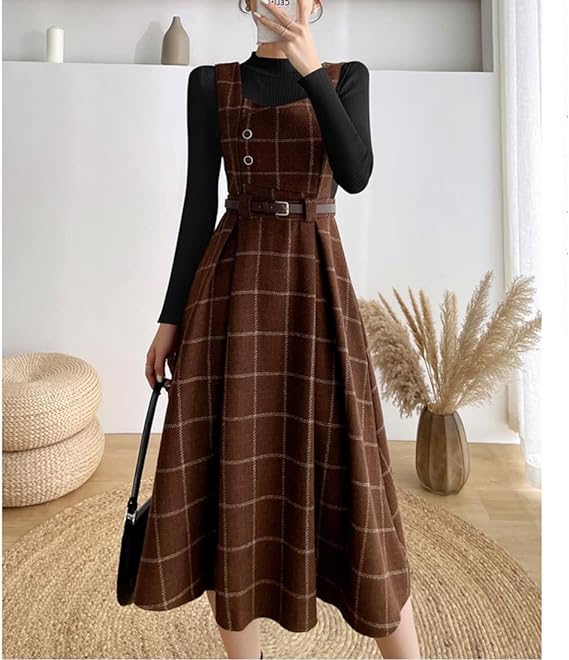 Danisa | Dames Stijlvolle vintage geruite jurk