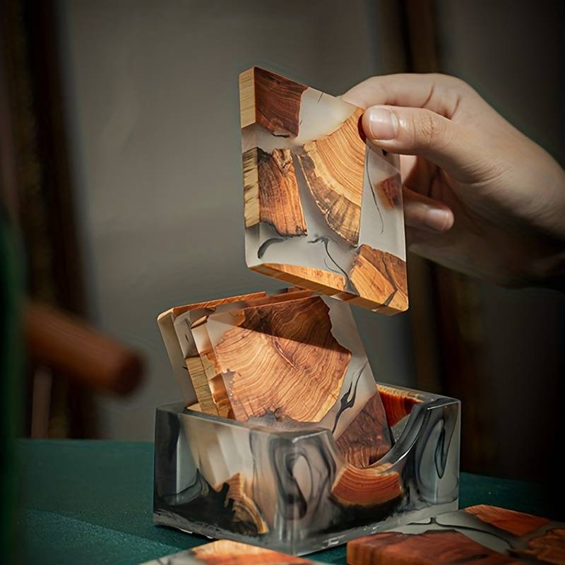 LumeSlate | Handgemaakte onderzetters van hars en hout