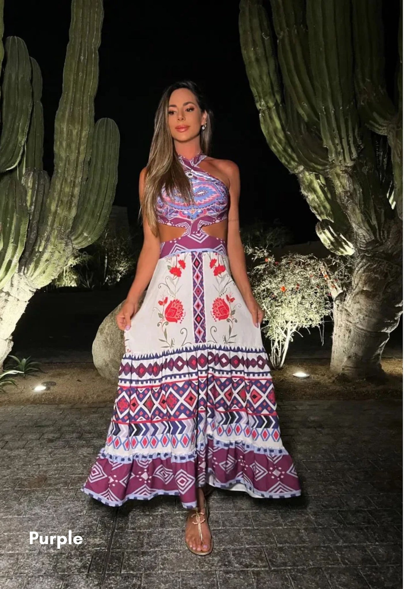 Solenyae | Boho Spirit Gedrukte Jurk