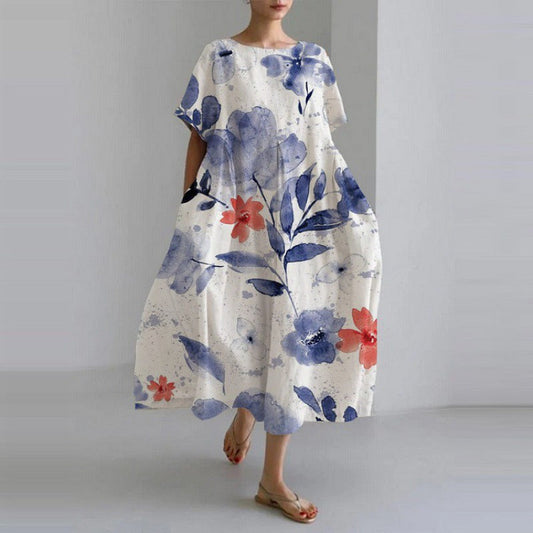 Orelisse | Luxe Flow Jurk met Ronde Hals