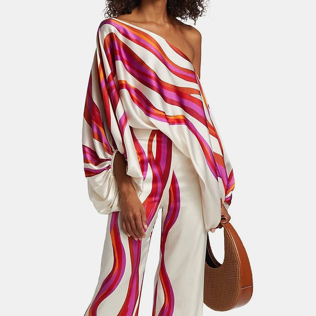 ZyraBloom | Elegante Tweedelige Satijnen Dames Set