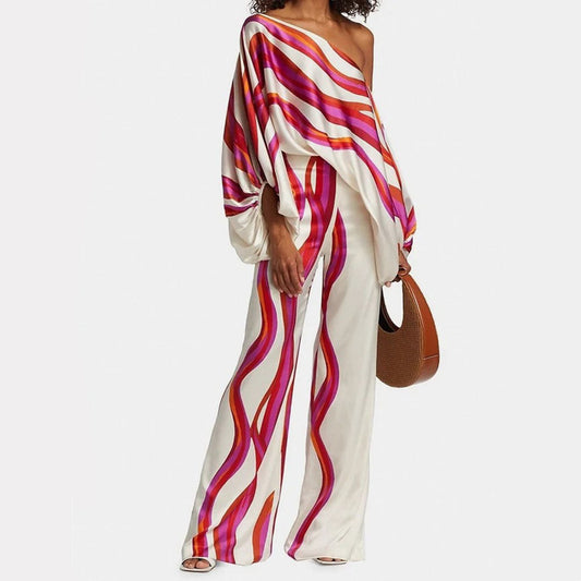 ZyraBloom | Elegante Tweedelige Satijnen Dames Set