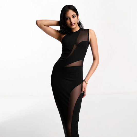Nyxara | Midnight Mesh Midi Dress