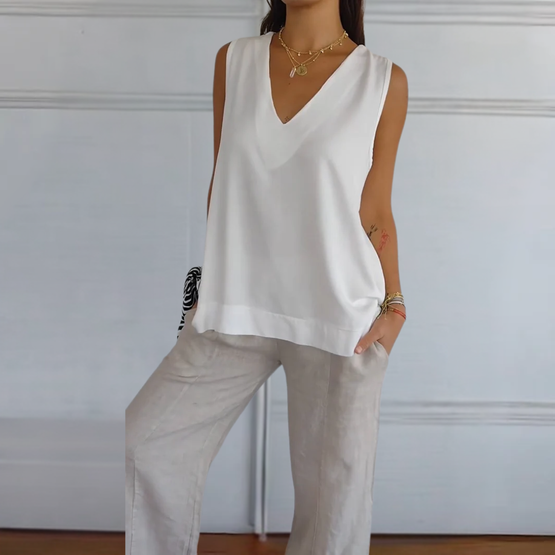 Vehlora | Moeiteloze elegantie top met V-hals